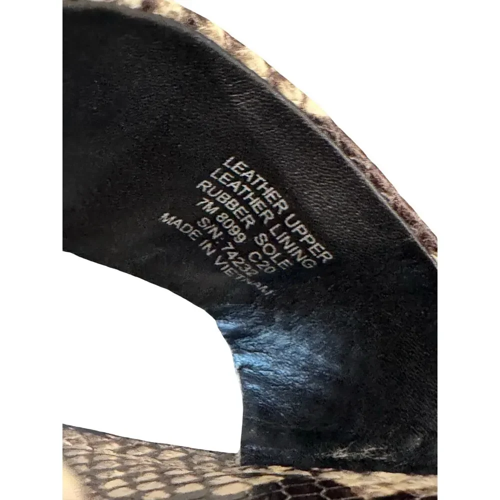 Tory Burch Leigh Snakeskin Print Leather Thong Sandals Roccia Size 7